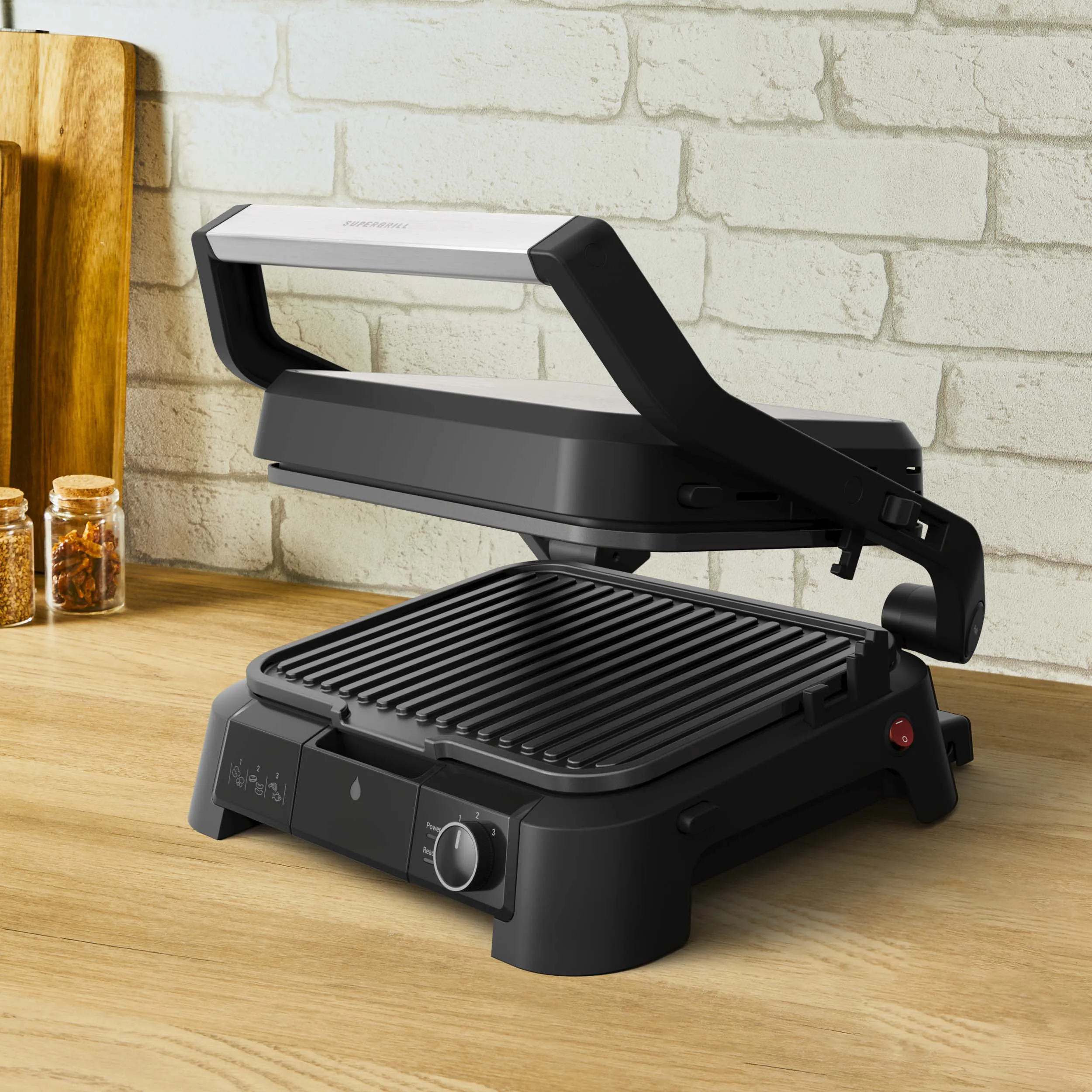 OBH Nordica SuperGrill 3-in-1 Tabletop Contact Grill 2000 W Black/Silver GO510DN0