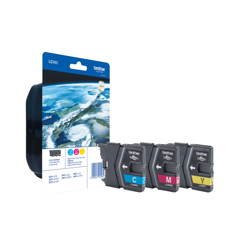 Brother LC985VALBP ink cartridge kit, Black, Cyan, Magenta, Yellow, 4 pcs
