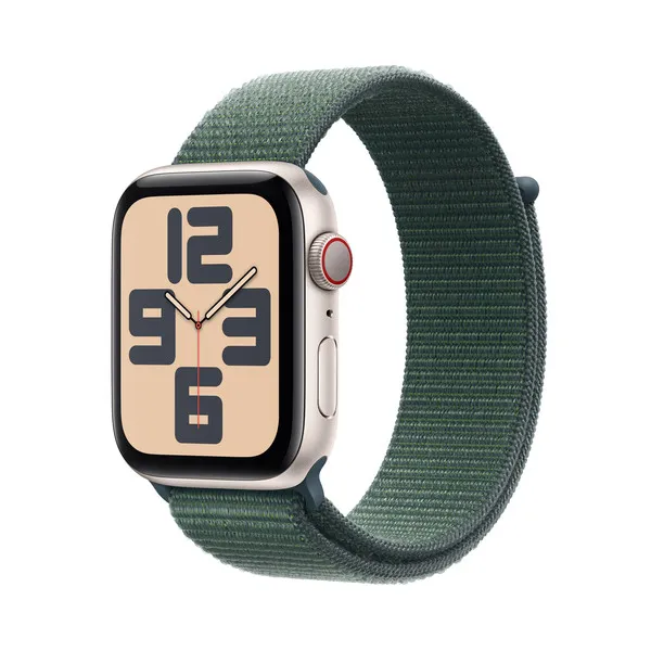 APPLE Watch SE GPS + Cellular 44mm Starlight Aluminium Case with Lake Green Sport Loop