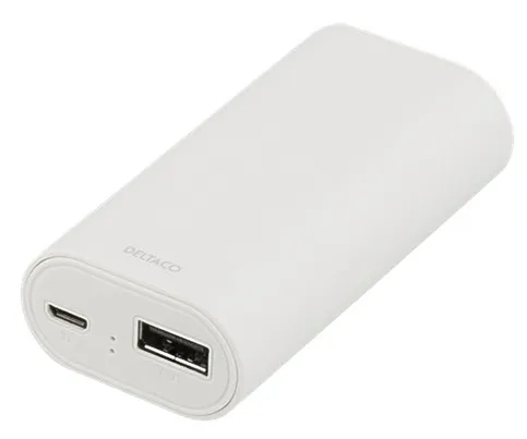 DELTACO Power bank, varavirtal&auml;hde, 4000mAh, USB 5V 1A, valkoinen