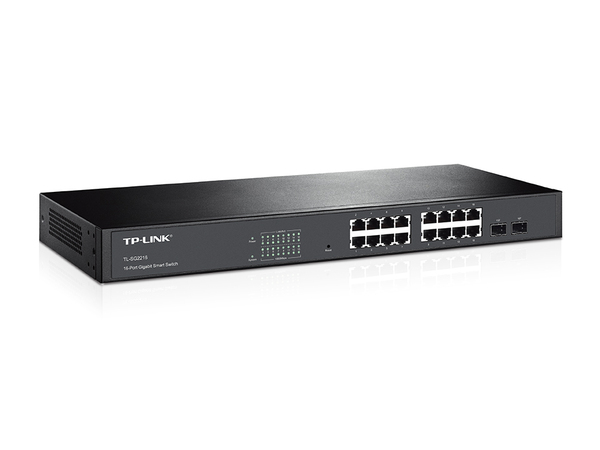 TP-LINK n&auml;tverksswitch, 16xGigabit Ethernet RJ45, 2xSFP, managed, web
