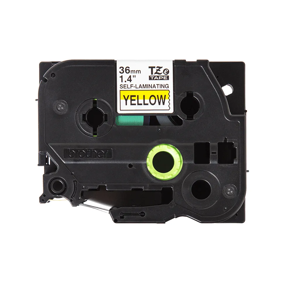 TZe-SL self laminated tape black on yellow 36 mm