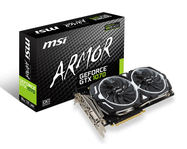 MSI GeForce GTX 1070 Armor OC 8 Gt -n&auml;yt&ouml;nohjain