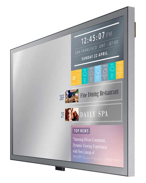 SAMSUNG ML55E 55inch Wide Mirror Display 400nits Speakers DVI HDMI DP 1.2 in/out RS232 RJ45 SSSP Gen.3 (8GB) WiFi SBB PC support