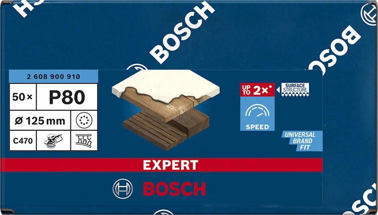 Bosch Expert C470 sanding sheet, 125mm, K80 (50 pieces, for eccentric sanders)