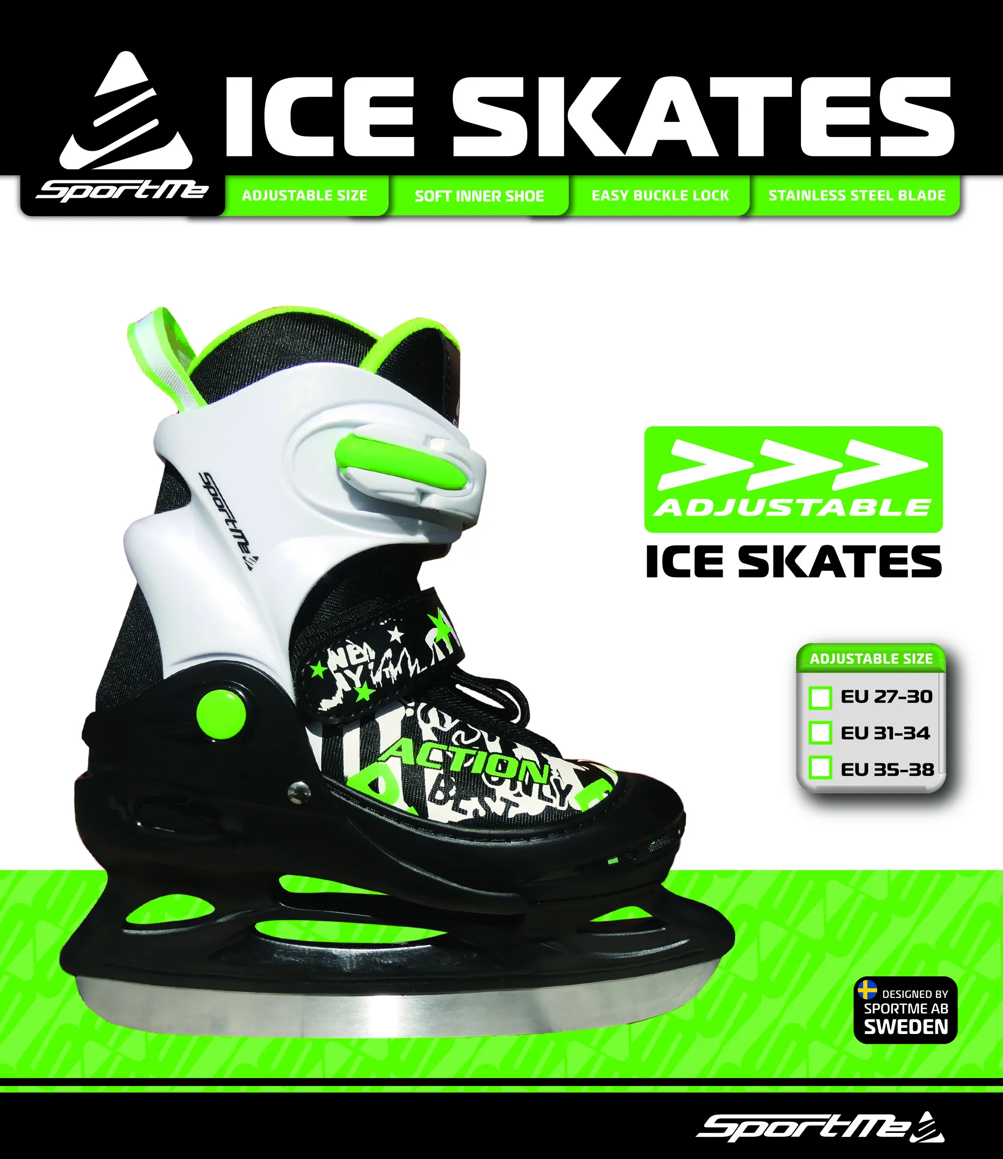 SportMe - ice skate, green (30-33)