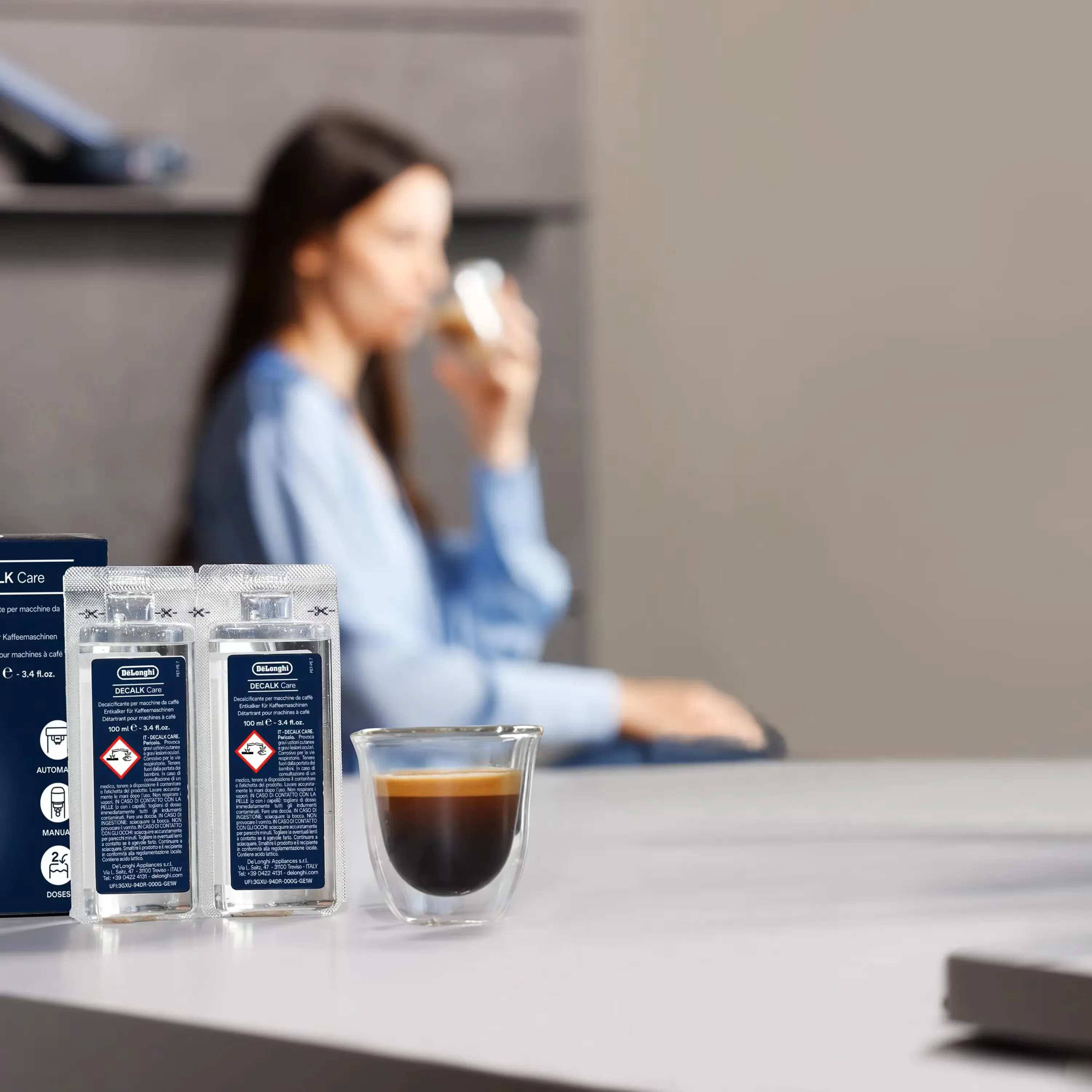 DeLonghi EcoDecalk Mini avkalkningsmedel f&ouml;r kaffemaskin, 2 x 100 ml