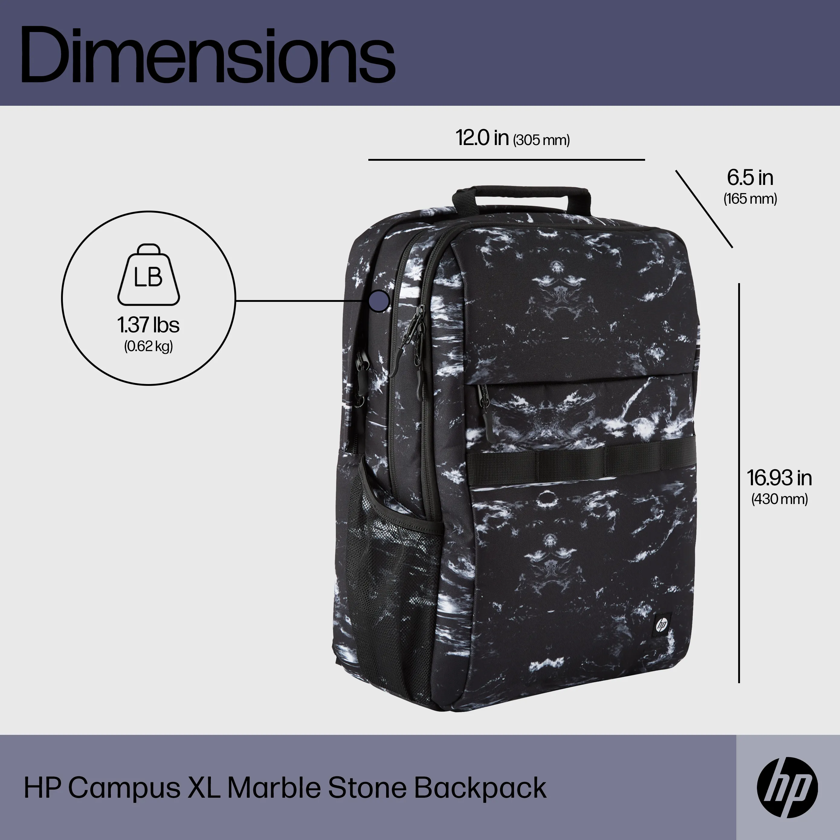 HP 16&quot; Campus XL - ryggs&auml;ck, Marble Stone