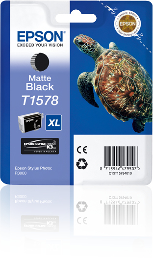 Epson T1578 - Kasetti tulostimelle - 1 x himmeä musta - kuplapakkaus malleihin Stylus Photo R3000