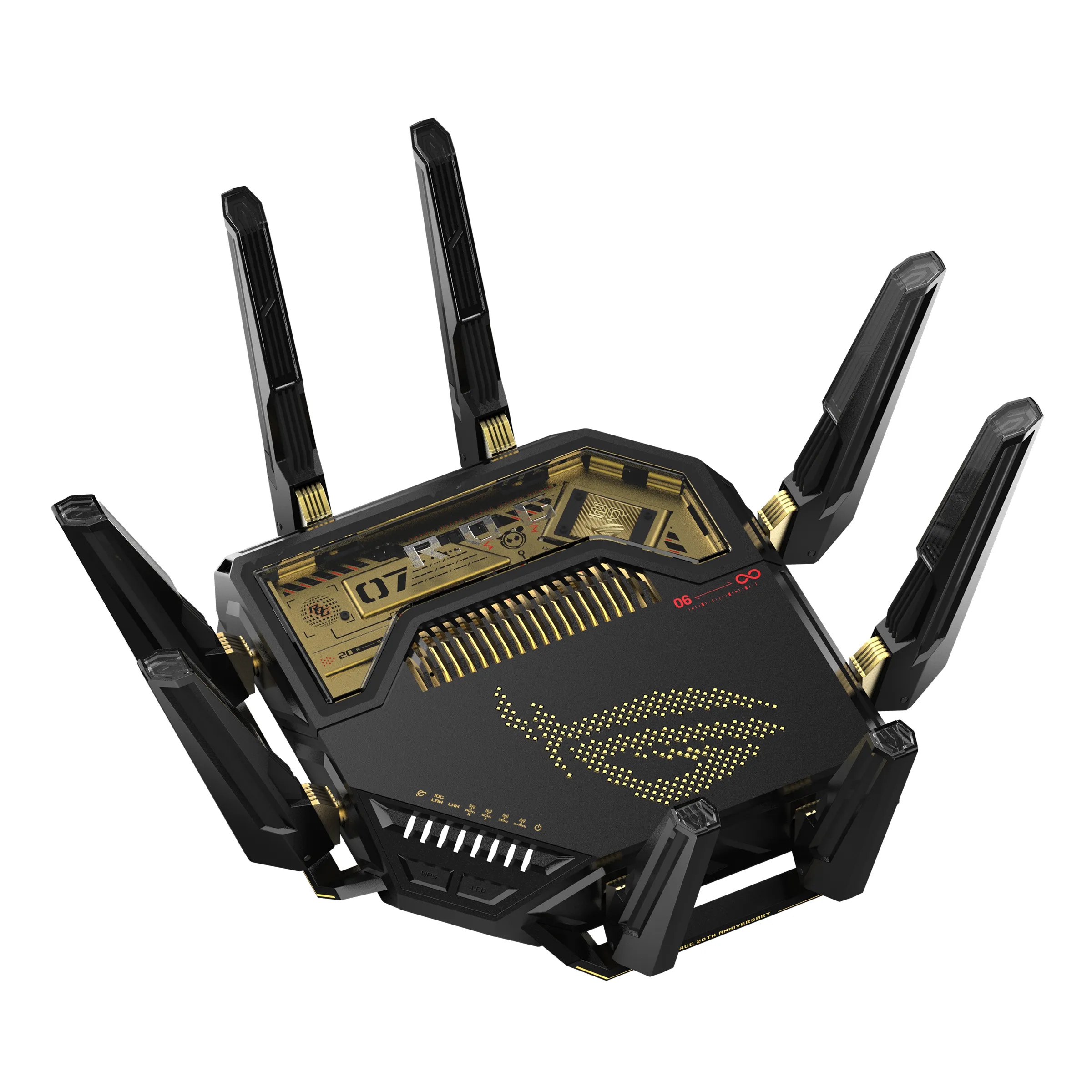 Asus ROG Rapture GT-BE98 -pelireititin, Wi-Fi 7, Quad-band, musta
