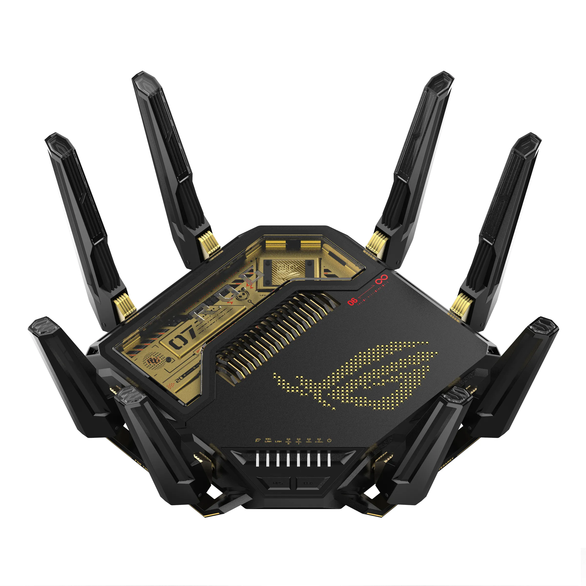 Asus ROG Rapture GT-BE98 -pelireititin, Wi-Fi 7, Quad-band, musta