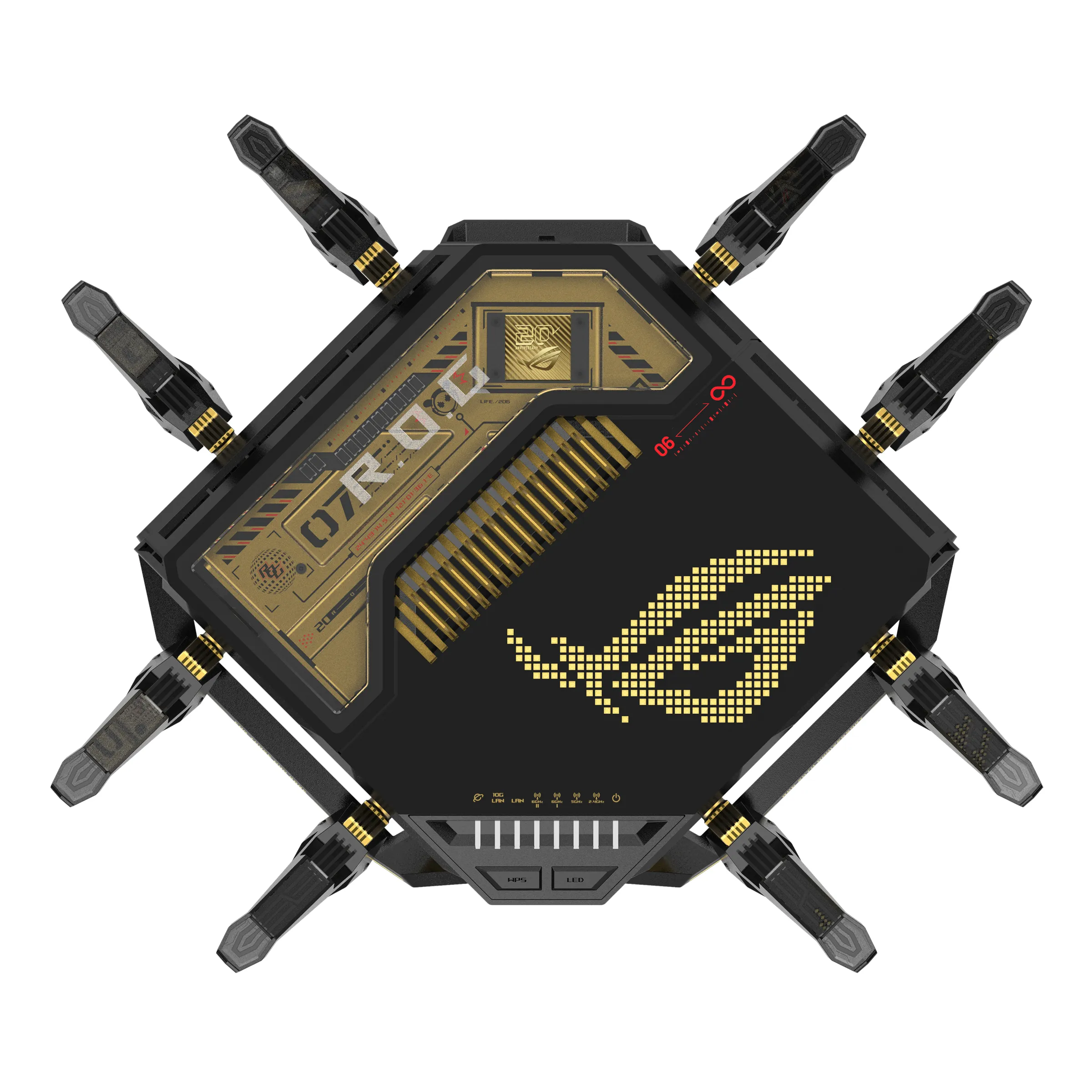 Asus ROG Rapture GT-BE98 -pelireititin, Wi-Fi 7, Quad-band, musta