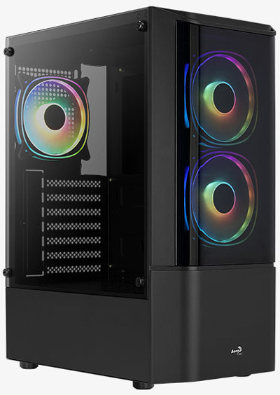 AeroCool Quantum Midi-Tower Case with window, RGB lighting, Black