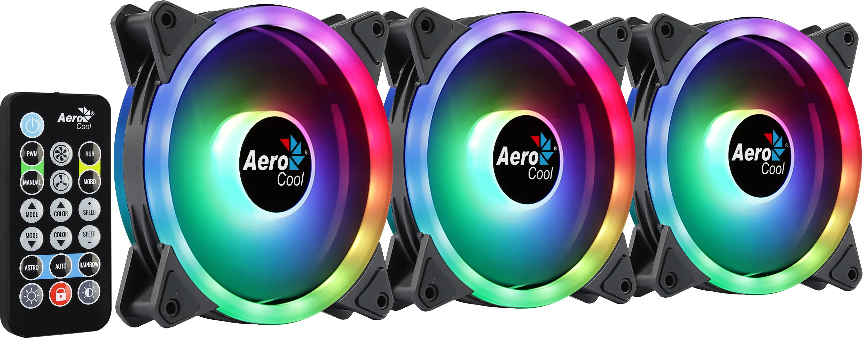 AeroCool Duo 12 Pro ARGB 120 mm chassifl&auml;ktpaket (3 fl&auml;ktar) - Svart