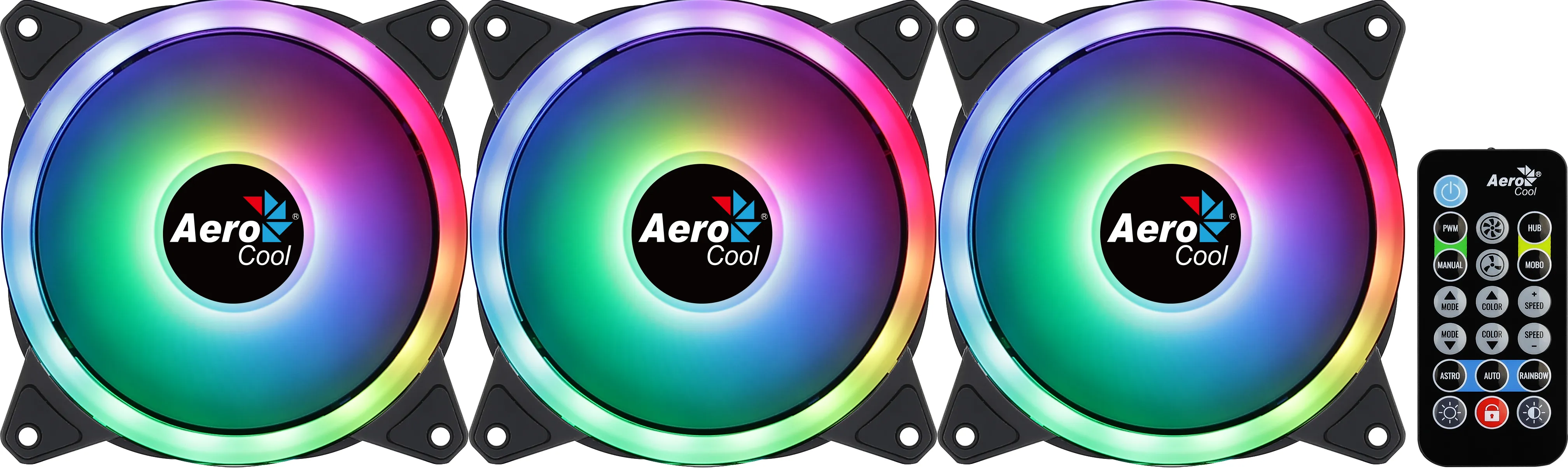 AeroCool Duo 12 Pro ARGB 120 mm chassifl&auml;ktpaket (3 fl&auml;ktar) - Svart