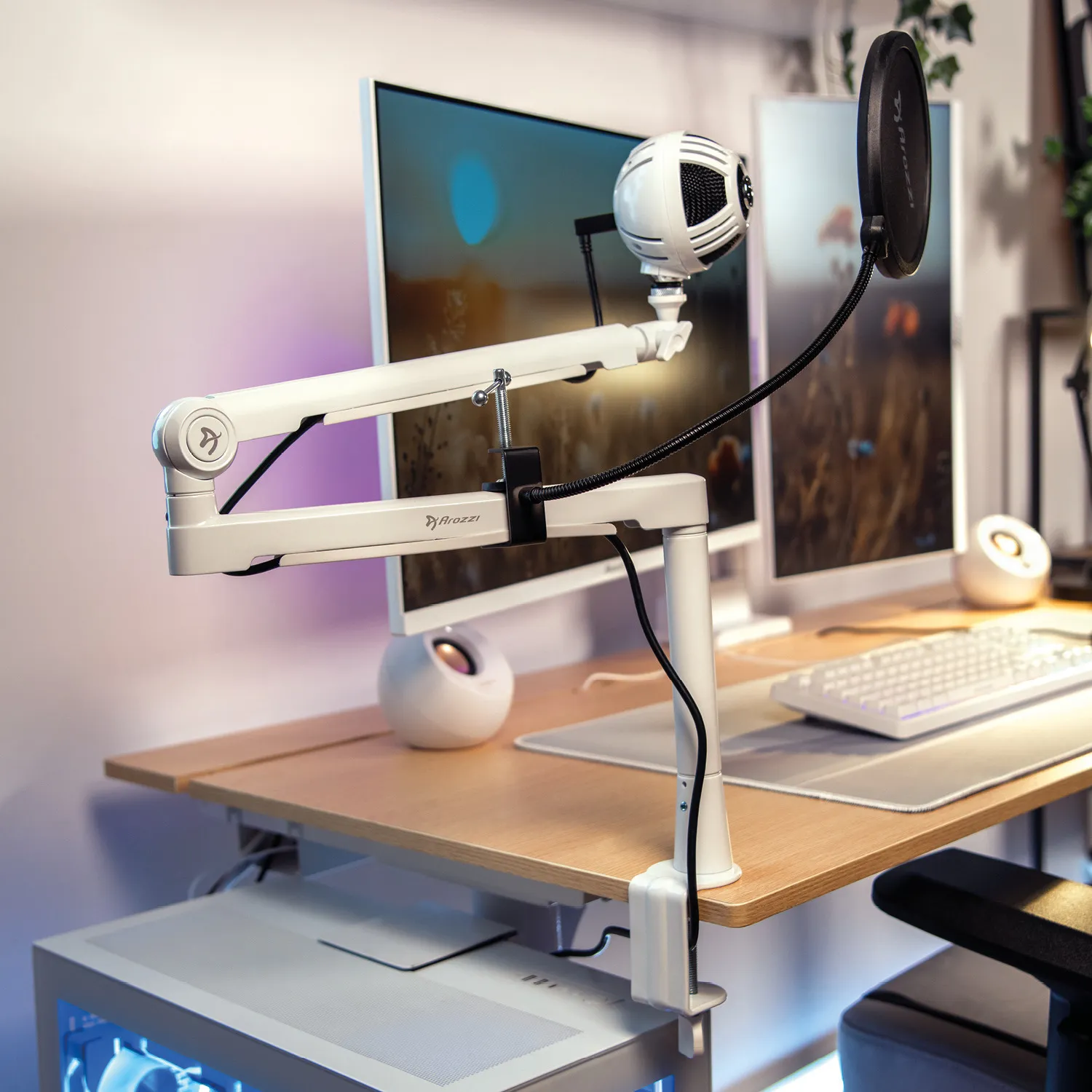 Arozzi Braccio -mikrofonipuomi - Valkoinen
