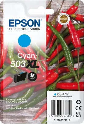 Epson 503XL C13T09R24020 XL-mustekasetti, 6.4 ml, syaani