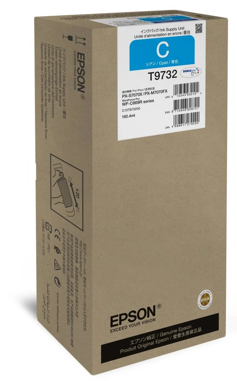EPSON C13T97320N XL-mustekasetti, 192.4 ml, cyan