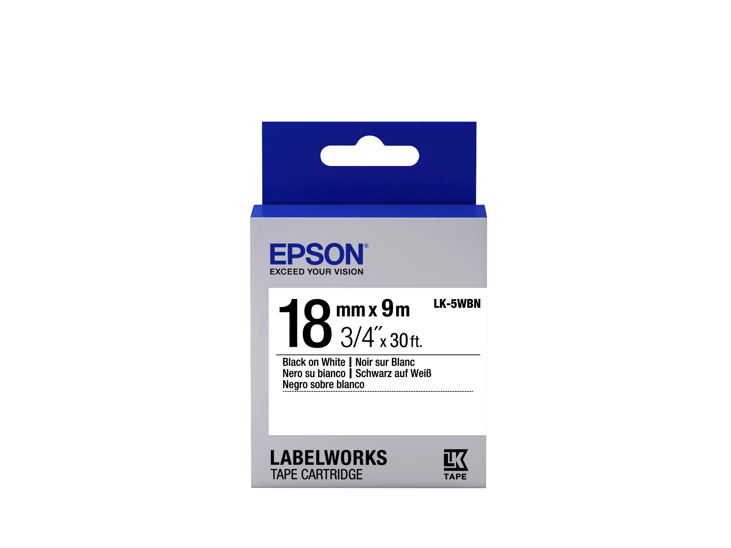 EPSON LK5WBN Standard Black on White tape 18mm - 9m