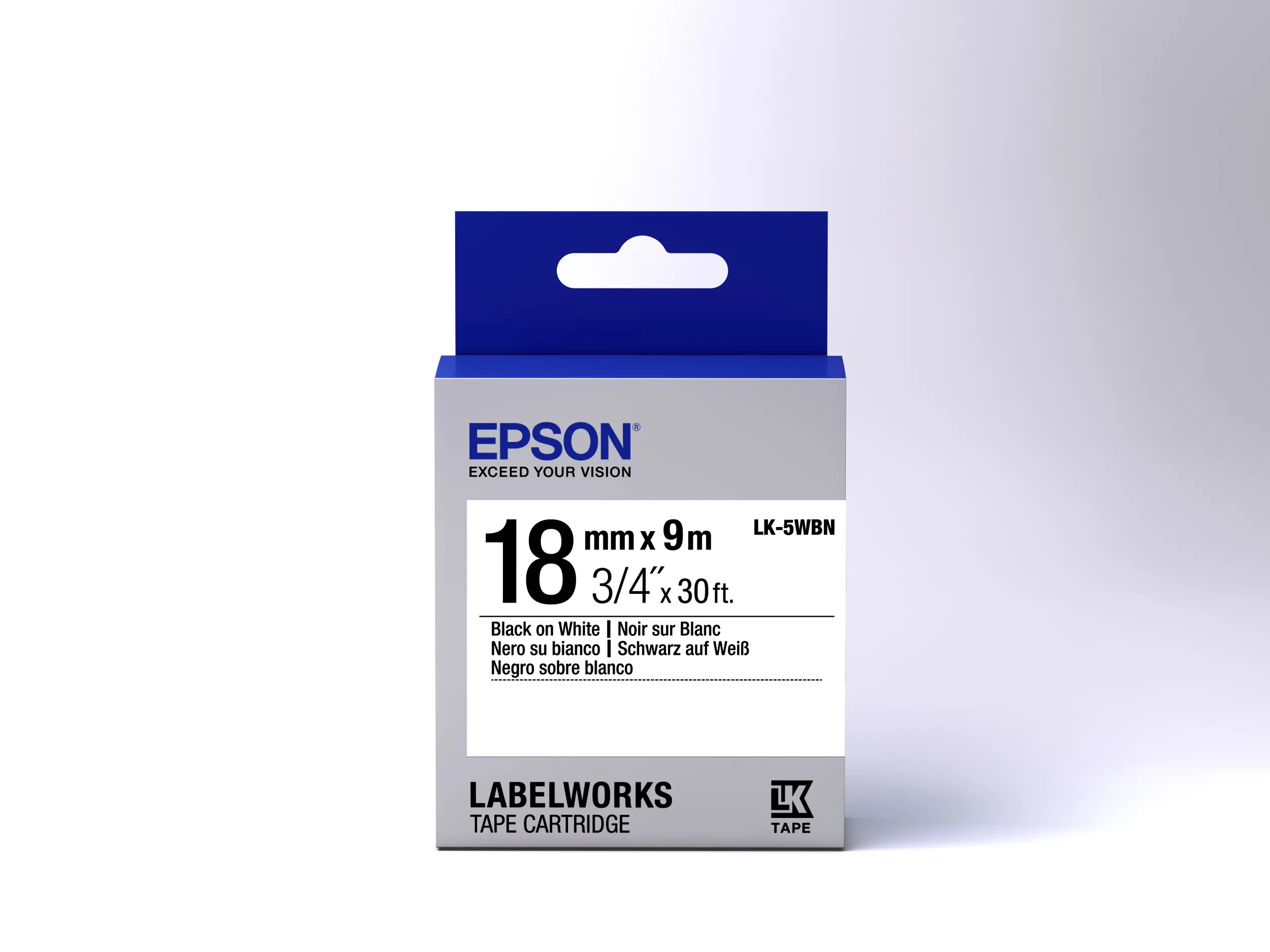 EPSON LK5WBN Standard Black on White tape 18mm - 9m
