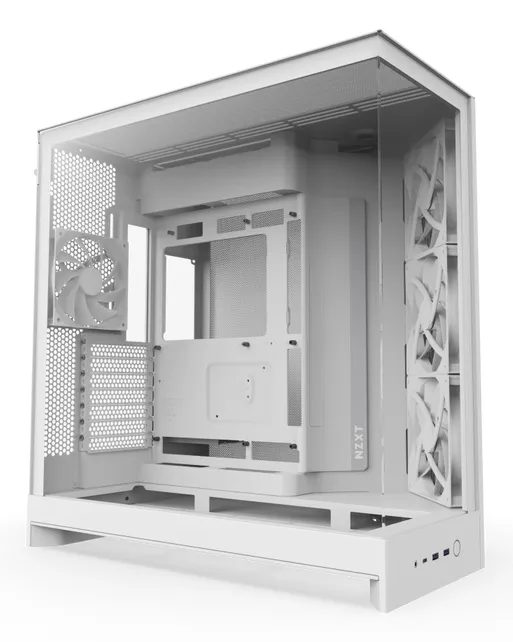 NZXT H9 Flow - miditower chassi med fönster, Vit