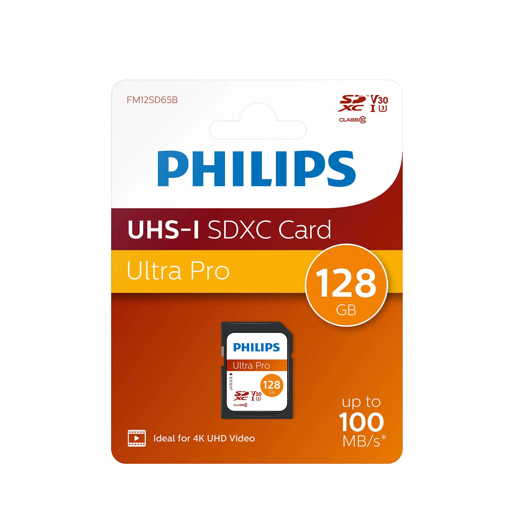 Philips Micro SDXC Card 128Philips SDXC UHS-I U3 V30 A1 128GB Class 10