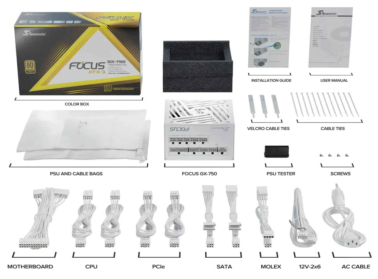 Seasonic Focus GX White - 750W ATX 3.1
