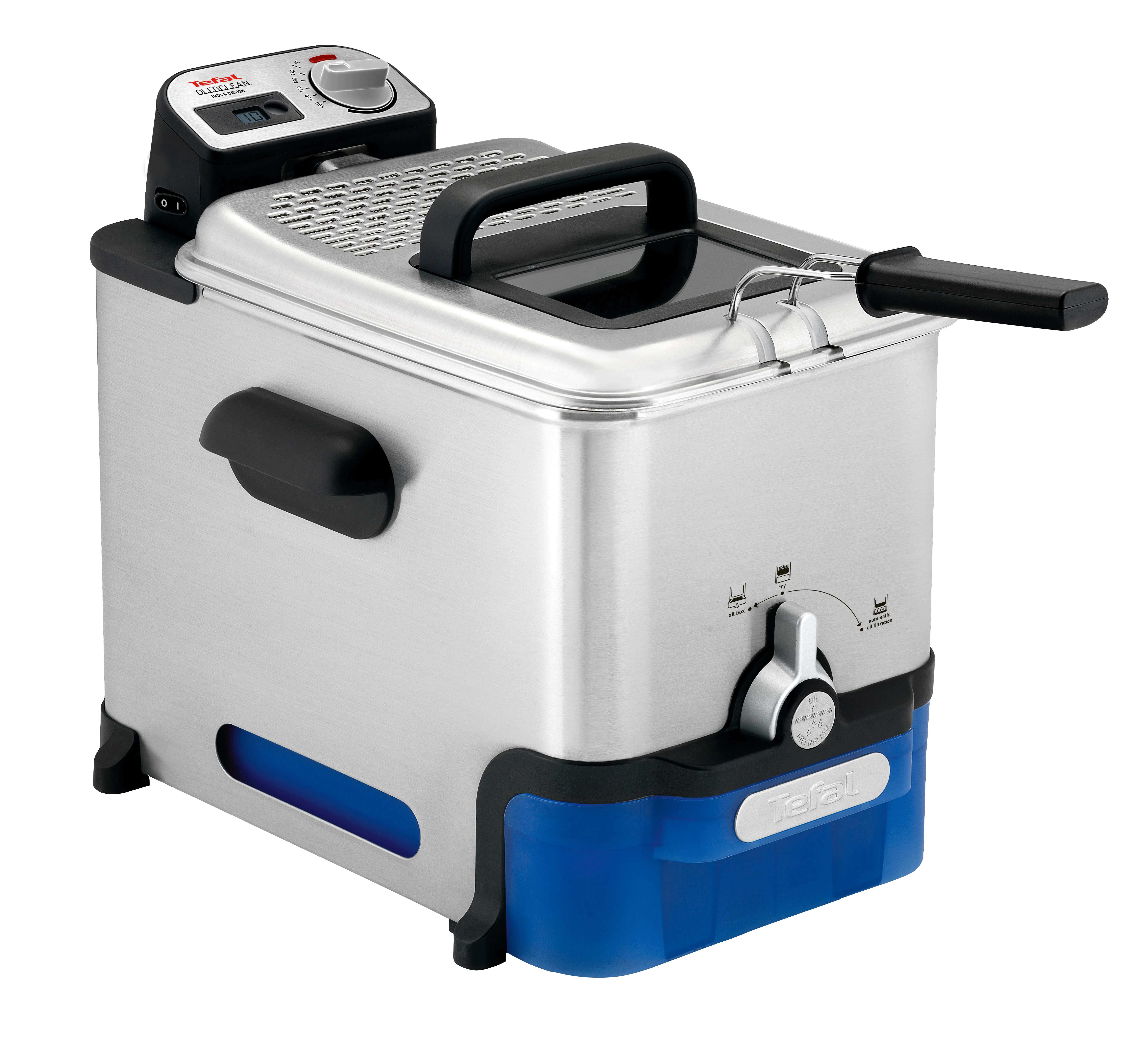 Tefal Oleoclean Pro Inox & Design FR8040 frit&ouml;s, 2300 W, 3,5 L, svart/rostfritt st&aring;l