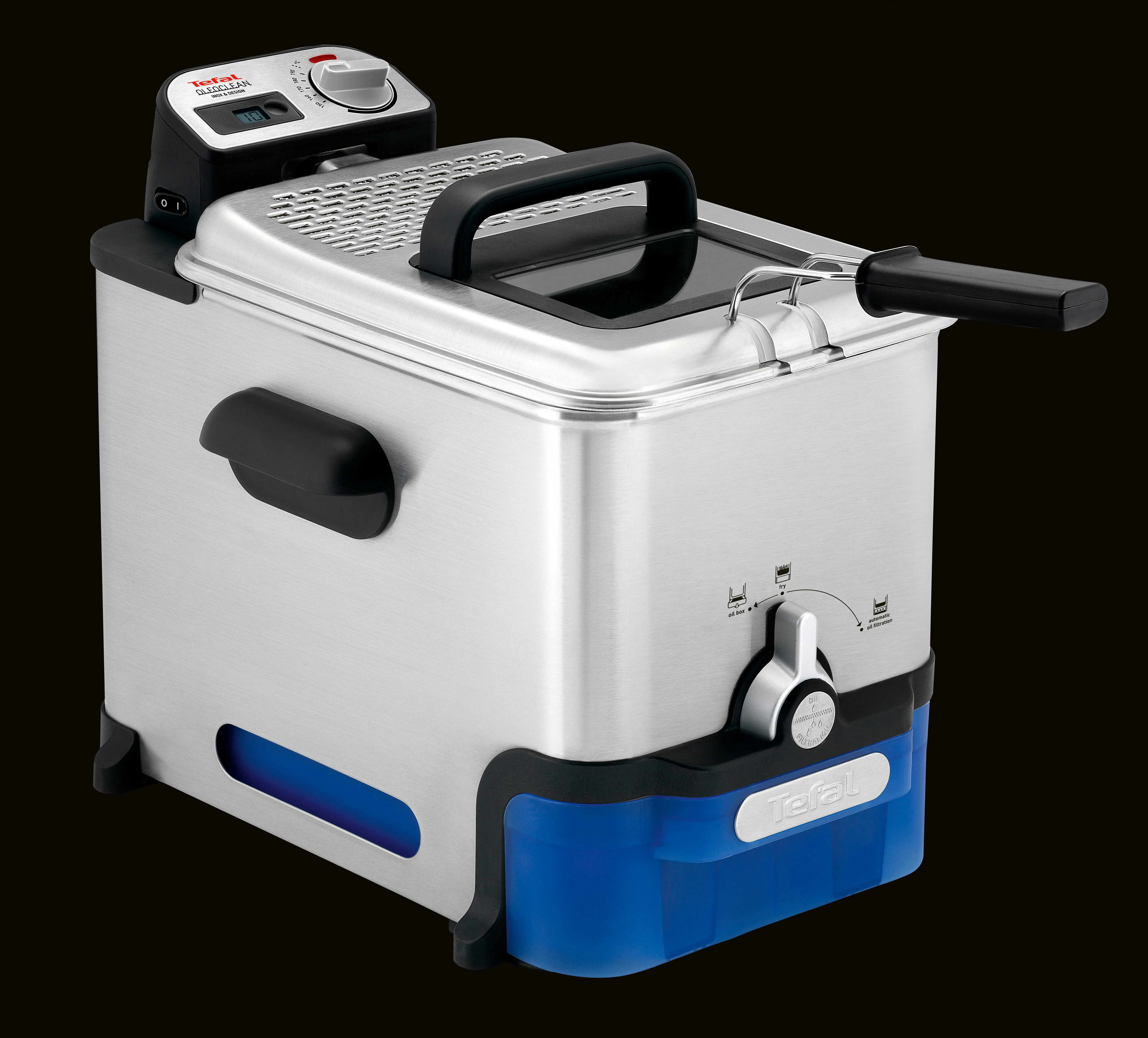 Tefal Oleoclean Pro Inox & Design FR8040 frit&ouml;s, 2300 W, 3,5 L, svart/rostfritt st&aring;l