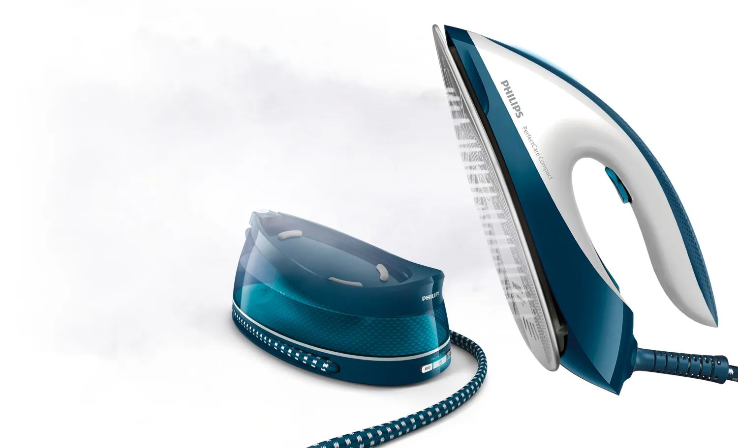 Philips PerfectCare Compact GC7844 Dampstrygejern 2400W Bl&aring; Hvid