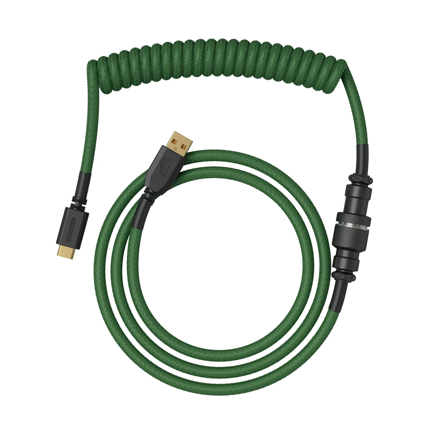 Glorious GMMK Coiled USB-A - USB-C - cable, 1.4m, Forest Green
