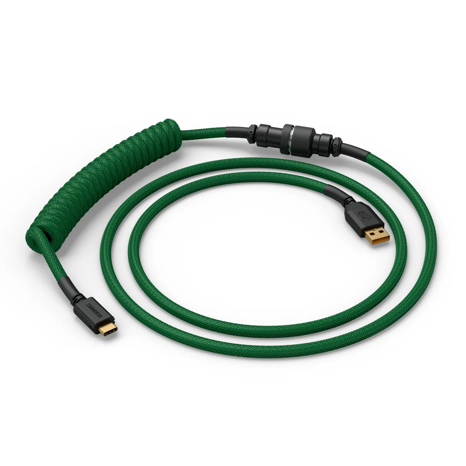 Glorious GMMK Coiled USB-A - USB-C - cable, 1.4m, Forest Green