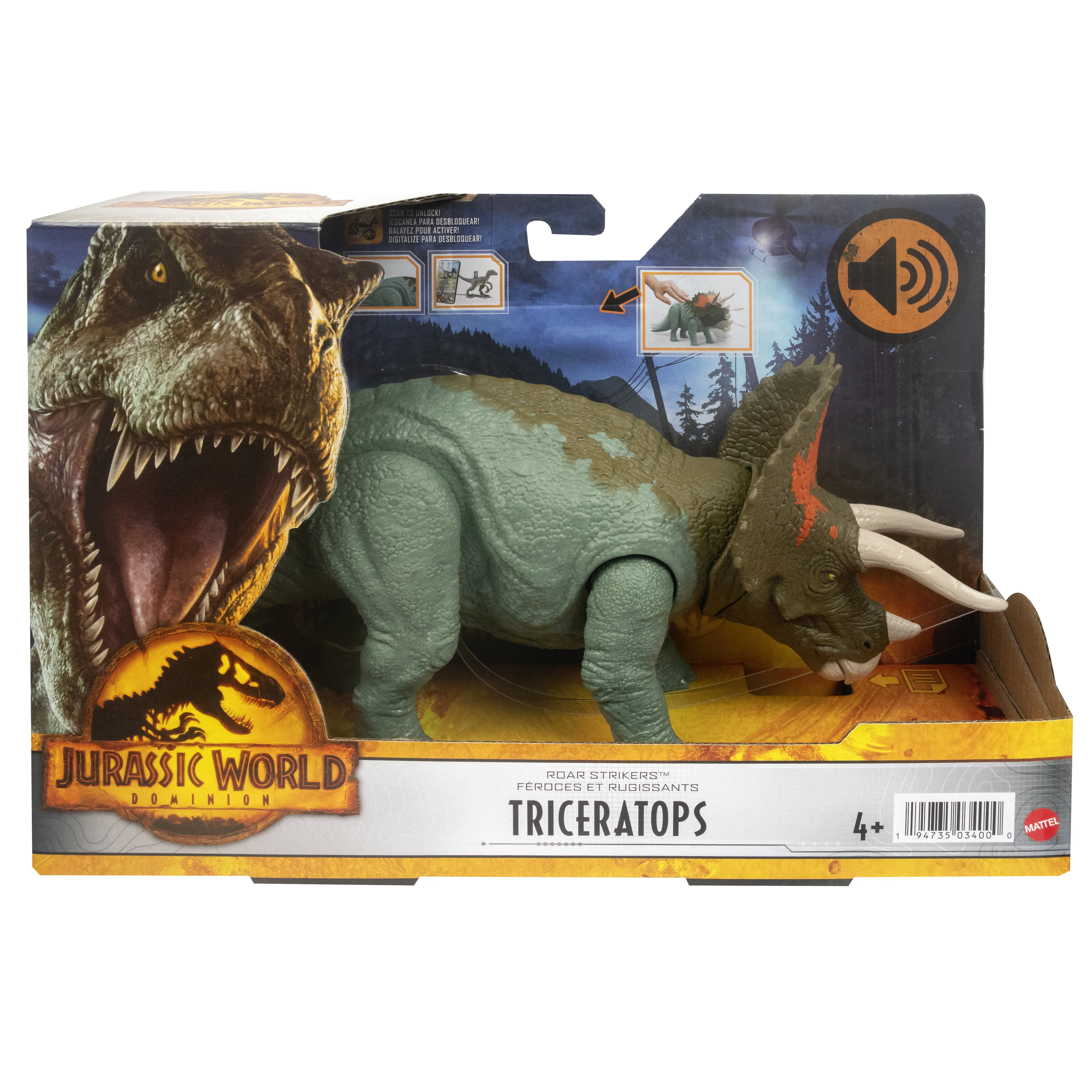 Mattel Jurassic World Roar Strikers Triceratops Toy Figure