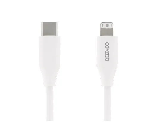 Deltaco USB-C - Lightning - kabel, 1 m, Vit