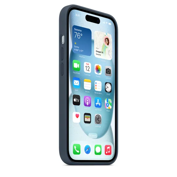 Apple iPhone 15, MagSafe - silicone case, Storm Blue