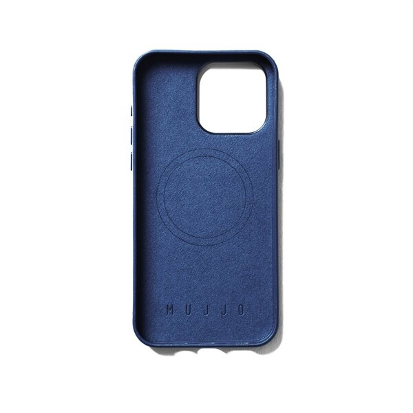 Mujjo Full Leather, iPhone 15 Pro Max - Wallet Case, Monaco Blue
