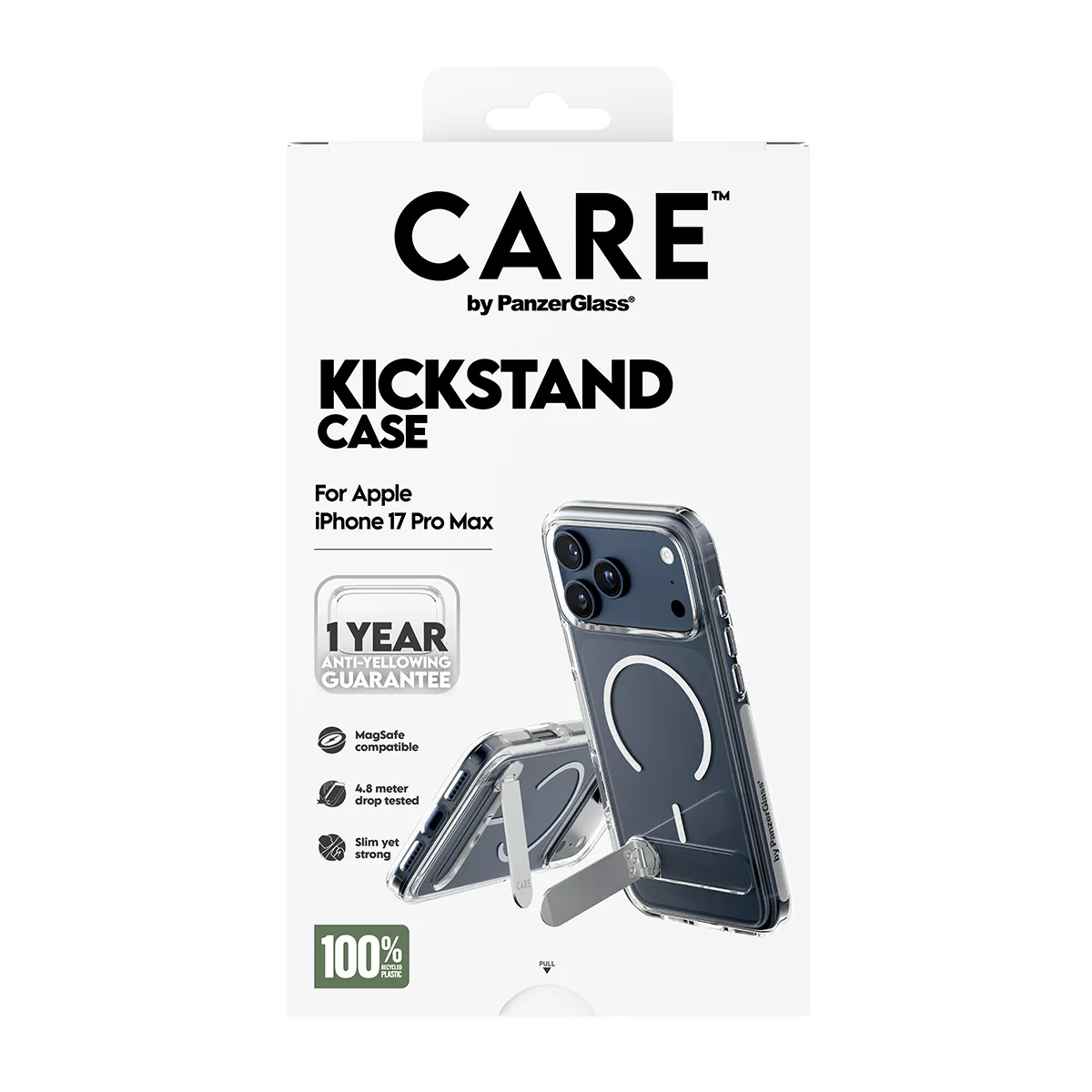 PanzerGlass CARE Kickstand MagSafe Case for iPhone 17 Pro Max, Clear