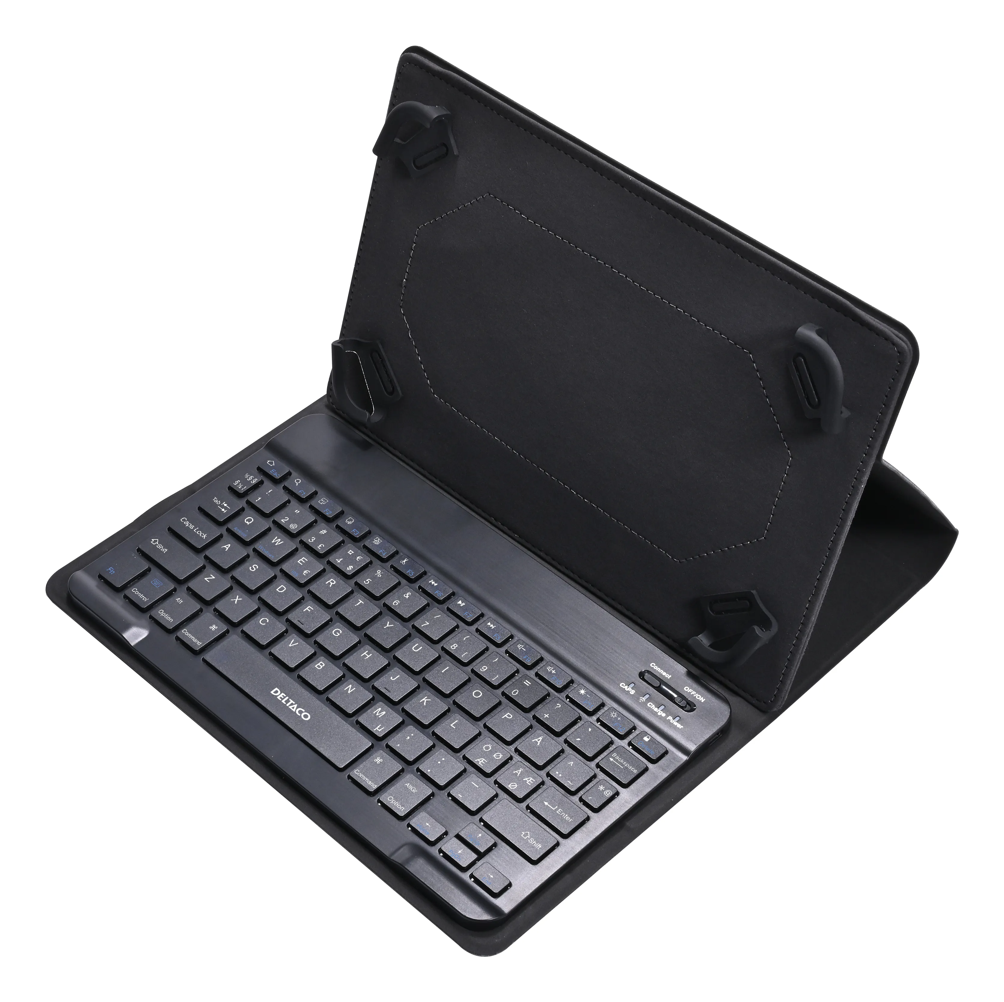 DELTACO Kotelo irroitettavalla n&auml;pp&auml;imist&ouml;ll&auml;, 10&quot;, Bluetooth, USB