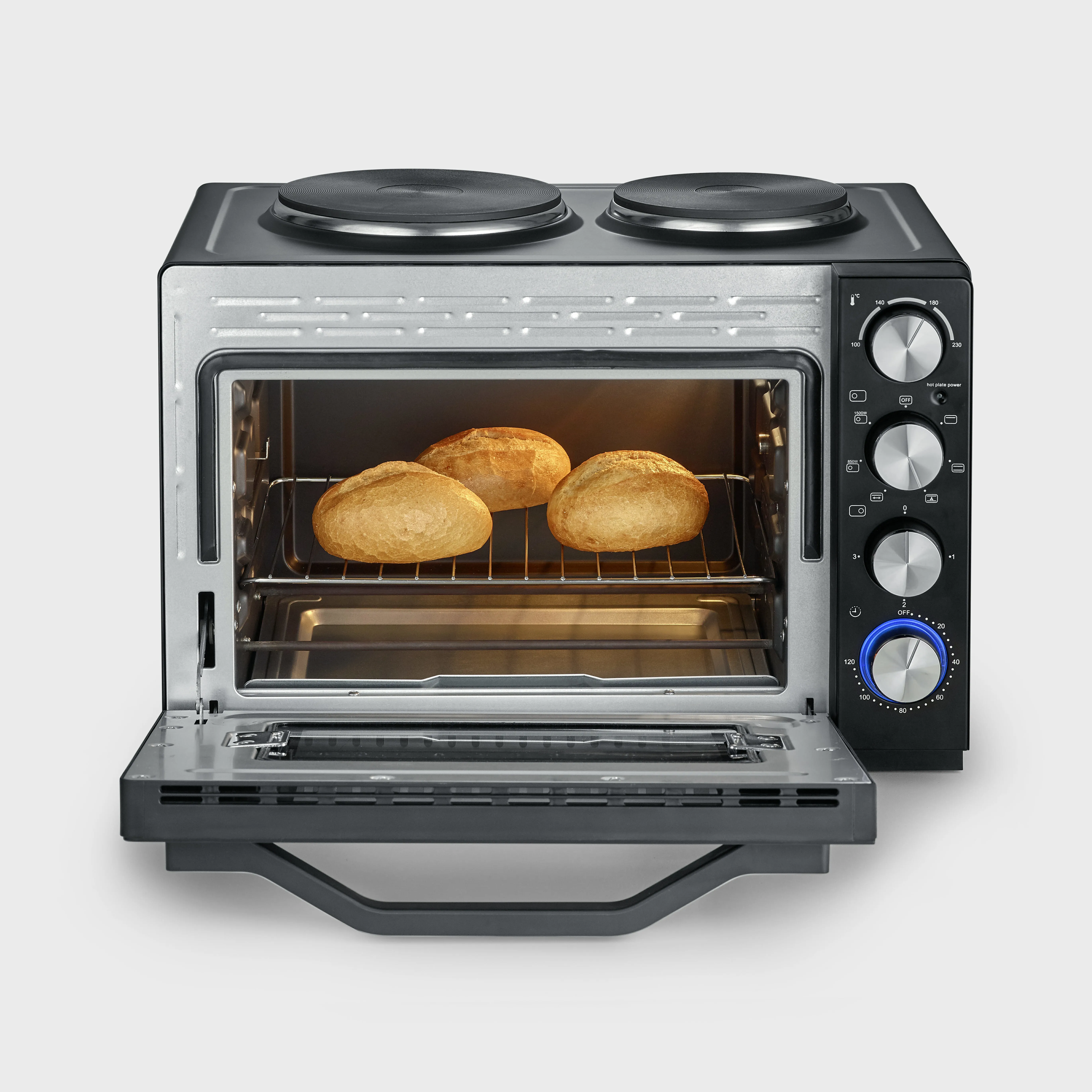 Severin TO2074 XXL Bordsugn med 2 kokplattor, Svart, 2500 Watt