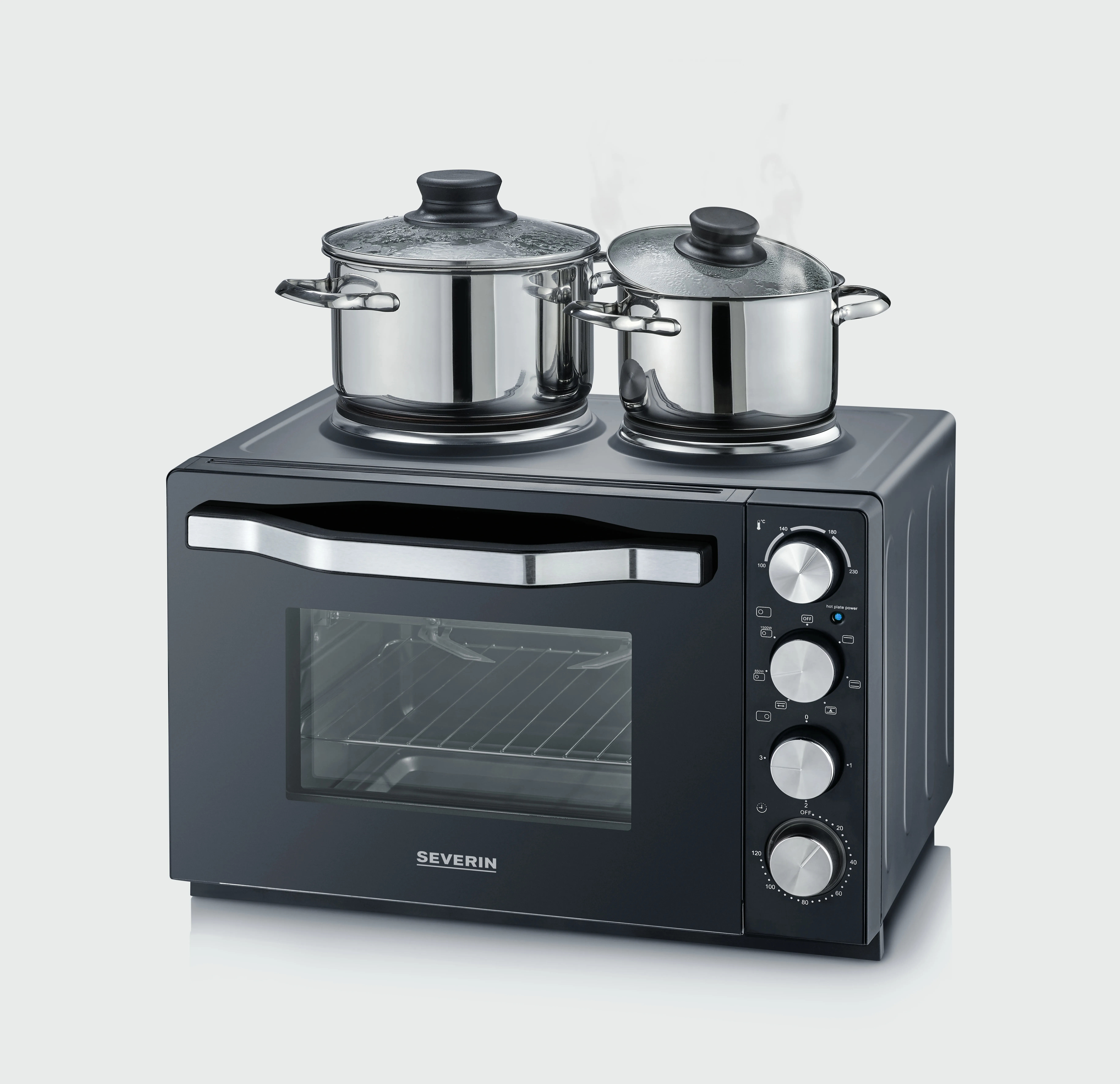 Severin TO2074 XXL Bordsugn med 2 kokplattor, Svart, 2500 Watt