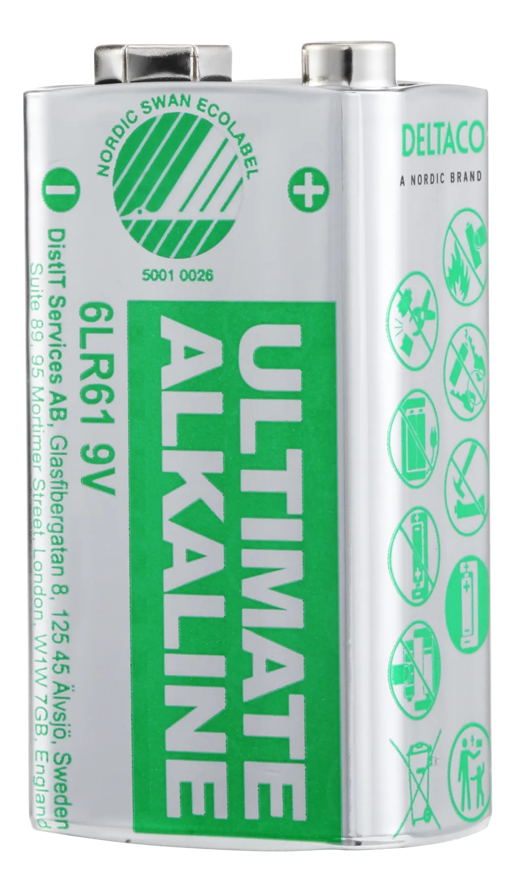 DELTACO Ultimate Alkaline -paristo, 9V, 6LR61, 1-pack