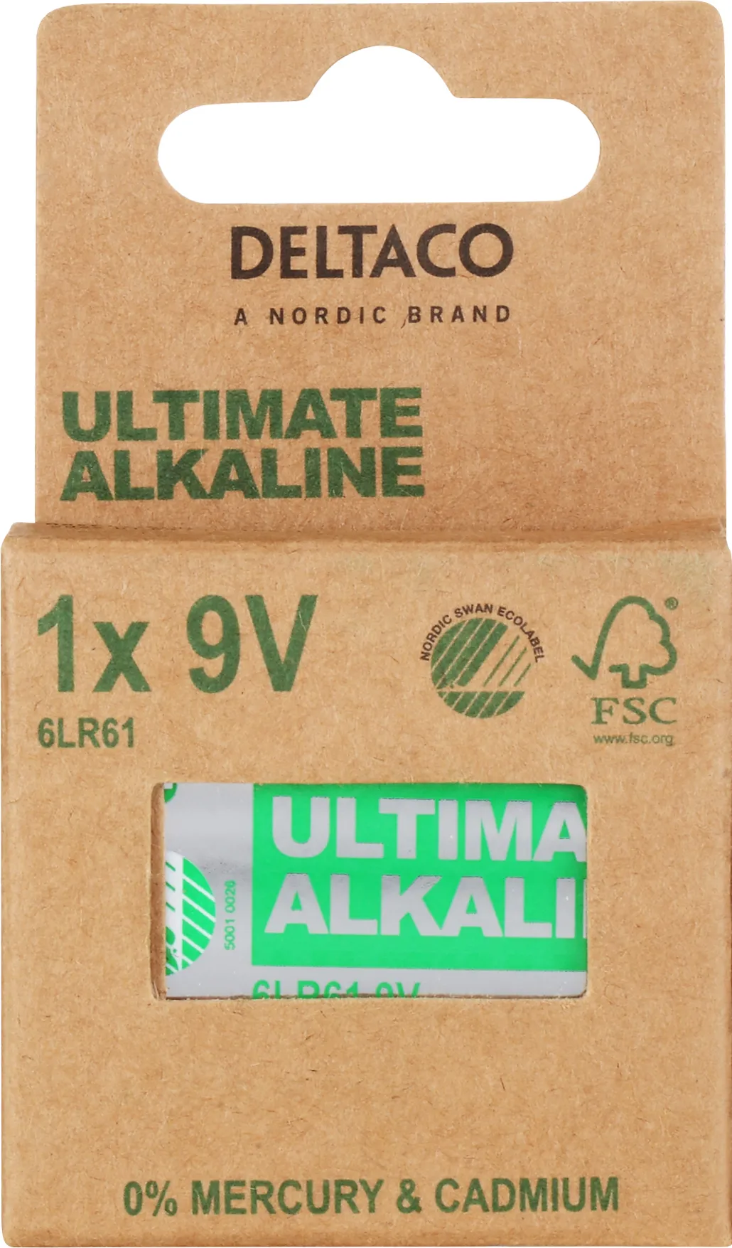 DELTACO Ultimate Alkaline -paristo, 9V, 6LR61, 1-pack
