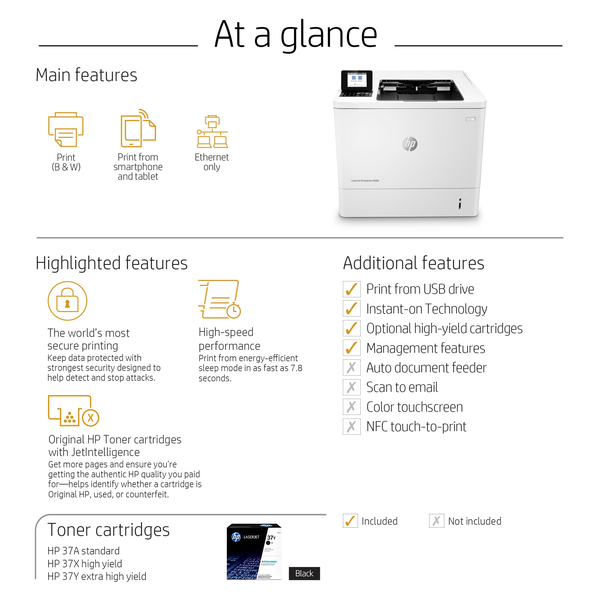 HP LaserJet Enterprise M608n LAN, A4 - mono laser printer