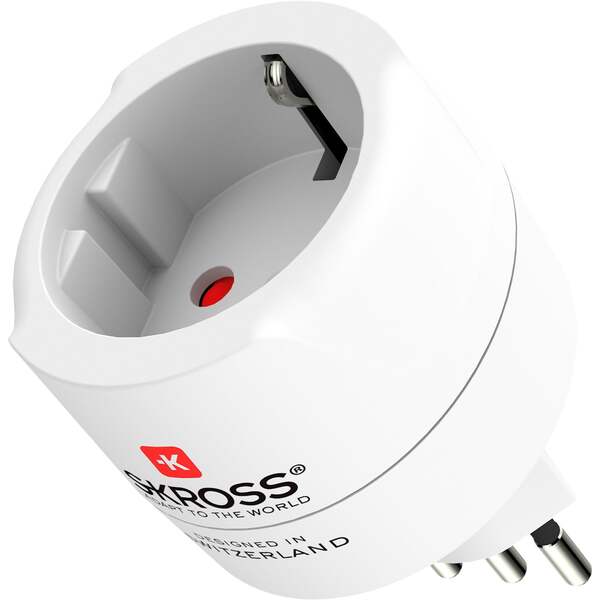 SKROSS Grounded Europe to Switzerland/Italy/Brazil - travel adapter, white