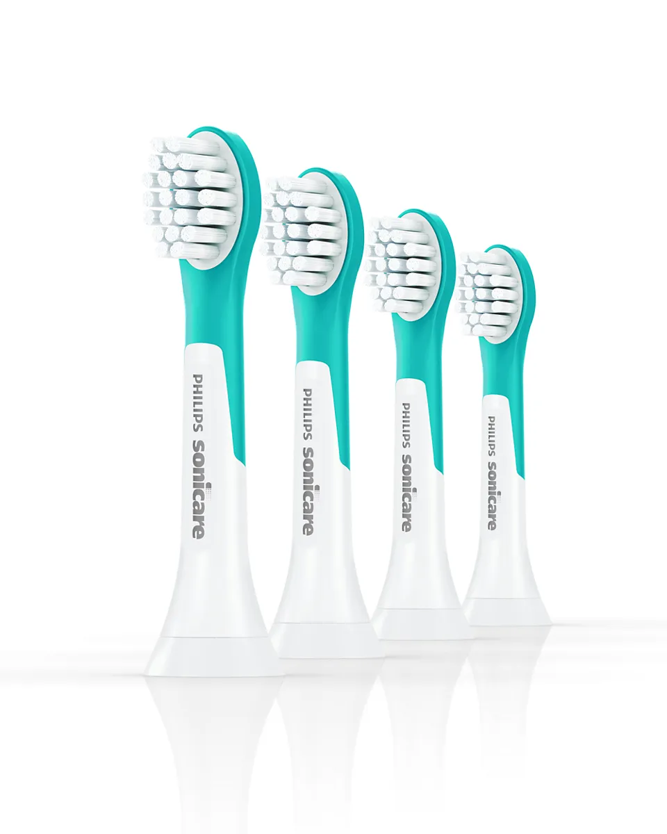 Philips Sonicare For Kids HX6034/90 ers&auml;ttningsborsthuvuden, 4-pack, Compact, Bl&aring;/Vit