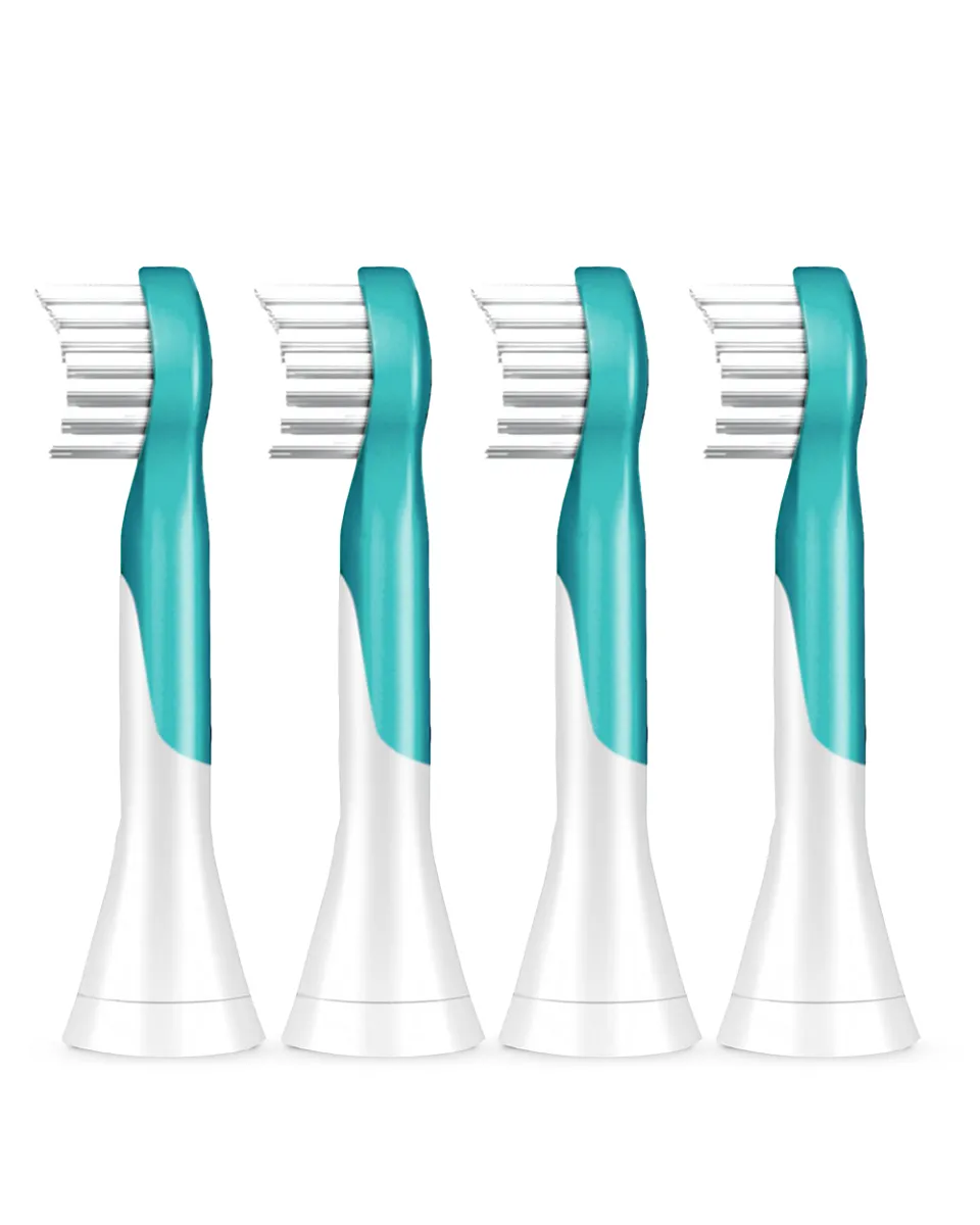 Philips Sonicare For Kids HX6034/90 ers&auml;ttningsborsthuvuden, 4-pack, Compact, Bl&aring;/Vit