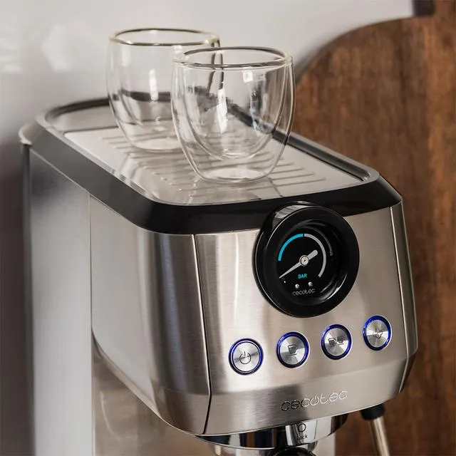 CECOTEC Power Espresso 20 Steel Pro manuell espressomaskin, rostfritt st&aring;l