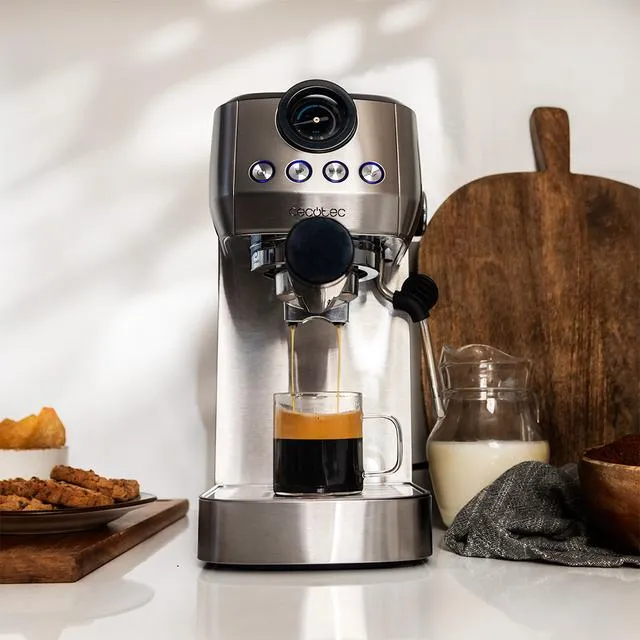 CECOTEC Power Espresso 20 Steel Pro manuell espressomaskin, rostfritt st&aring;l