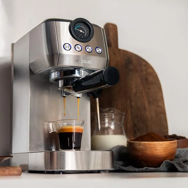 CECOTEC Power Espresso 20 Steel Pro manuell espressomaskin, rostfritt st&aring;l