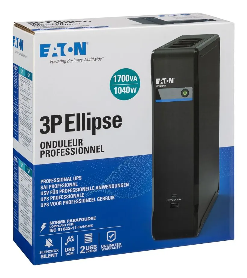 Eaton 3P Ellipse 1700 USB IEC 1700VA/1040W - surge protection